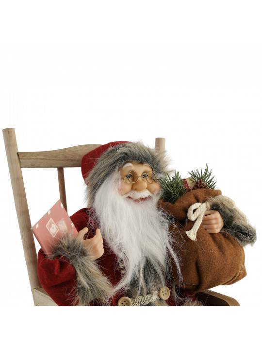 Ամանորյա դեկորատիվ առարկաներ KOOPMAN SANTA 45CM BROWN ROCKING CHAIR (627542) (ASK007120)