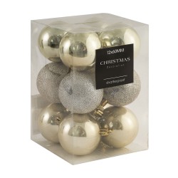 N/y decorate objects KOOPMAN XMAS BALL 12X60MM CREAM (193092) (AVS100650)