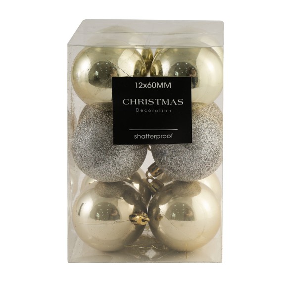 Ամանորյա դեկորատիվ առարկաներ KOOPMAN XMAS BALL 12X60MM CREAM (193092) (AVS100650)