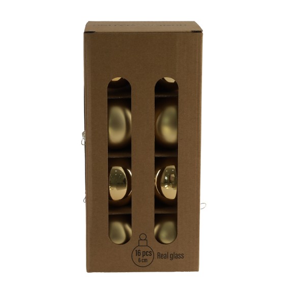 Ամանորյա դեկորատիվ առարկաներ KOOPMAN XMAS BALL 60MM SET 16PC GOLD (598736) (ARB200400)
