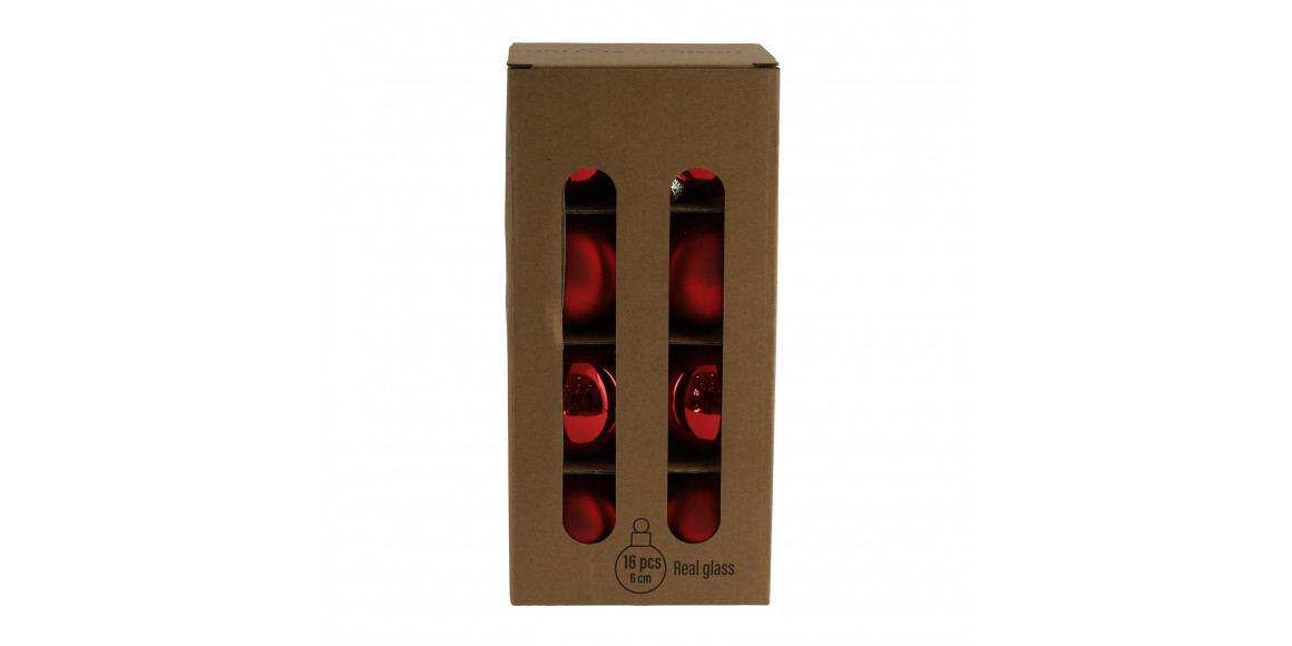 Ամանորյա դեկորատիվ առարկաներ KOOPMAN XMAS BALL 60MM SET 16PC RED (598712) (ARB200420)