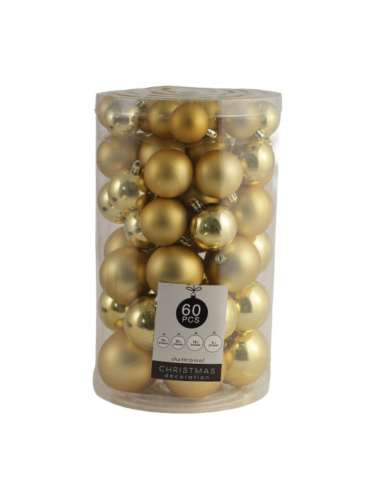 Новогодные декоративные аксессуары KOOPMAN XMAS BALL SET 60PCS GOLD (697163) (ACS300400)