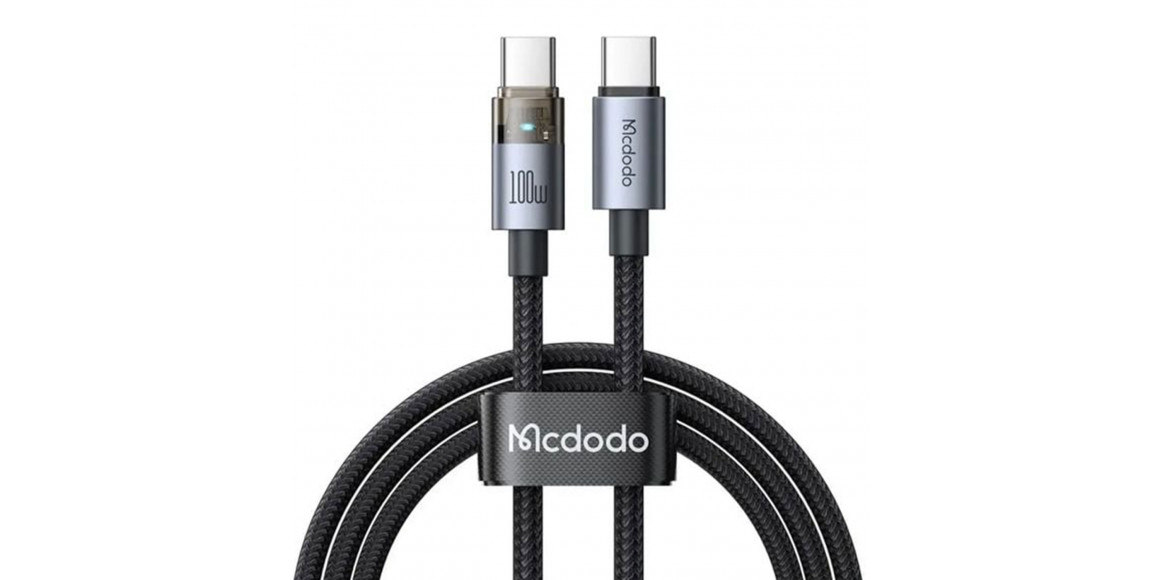 Кабель MCDODO 100W USB-C to C Transparent Cable with Light 1.2m (Black) (CA-5580)