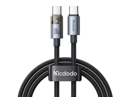 Մալուխ MCDODO 100W USB-C to C Transparent Cable with Light 1.2m (Black) (CA-5580)