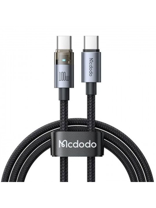 Кабель MCDODO 100W USB-C to C Transparent Cable with Light 1.2m (Black) (CA-5580)