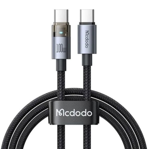 Մալուխ MCDODO 100W USB-C to C Transparent Cable with Light 1.2m (Black) (CA-5580)