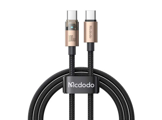 Մալուխ MCDODO 100W USB-C to C Transparent Cable with Light 1.2m (Desert Gold) (CA-5581)
