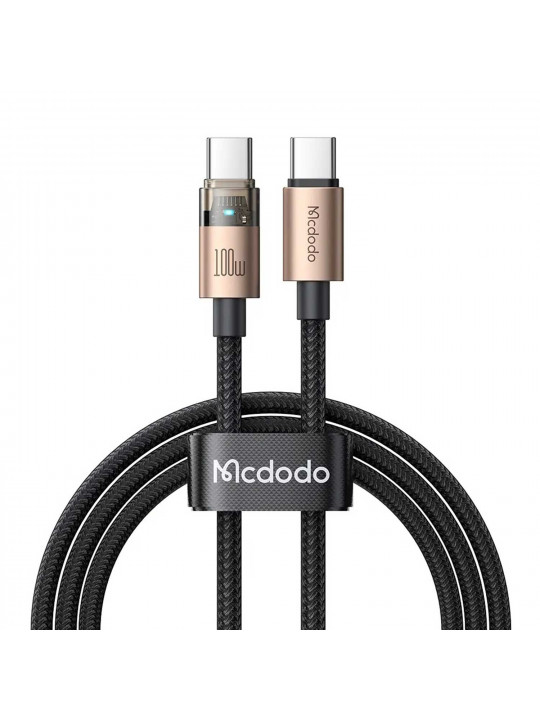 Մալուխ MCDODO 100W USB-C to C Transparent Cable with Light 1.2m (Desert Gold) (CA-5581)