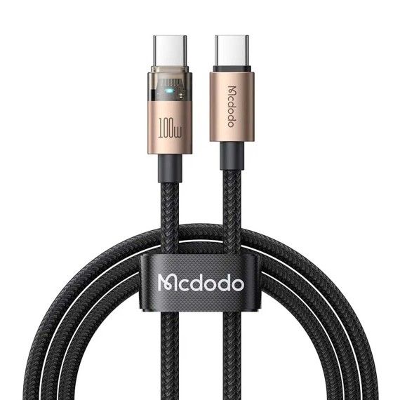 Մալուխ MCDODO 100W USB-C to C Transparent Cable with Light 1.2m (Desert Gold) (CA-5581)