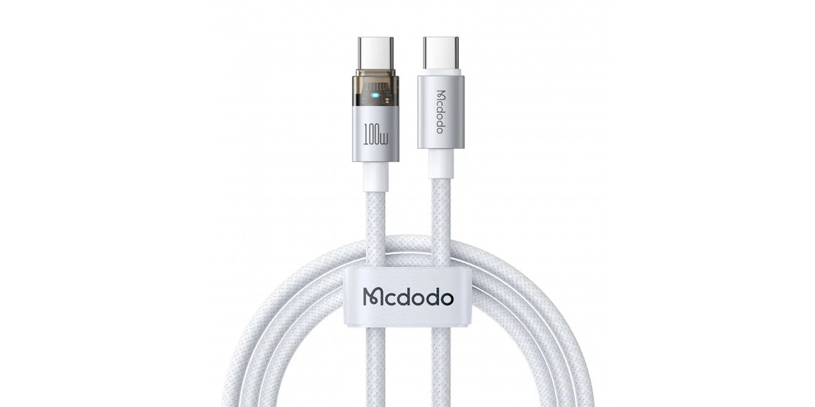 Кабель MCDODO 100W USB-C to C Transparent Cable with Light 1.2m (White) (CA-5582)