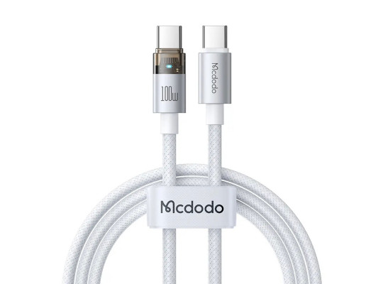 Մալուխ MCDODO 100W USB-C to C Transparent Cable with Light 1.2m (White) (CA-5582)