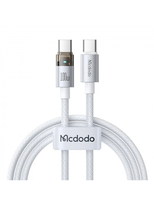 Մալուխ MCDODO 100W USB-C to C Transparent Cable with Light 1.2m (White) (CA-5582)