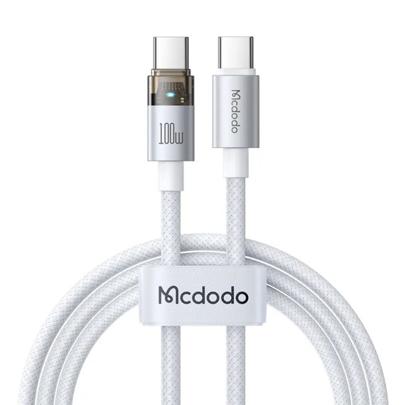 Кабель MCDODO 100W USB-C to C Transparent Cable with Light 1.2m (White) (CA-5582)