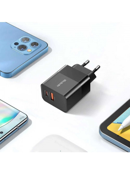Հոսանքի ադապտոր MCDODO 20W 1C + 1A Fast Charger +20W C to L cable 1.2m (Black) (CH-1952)