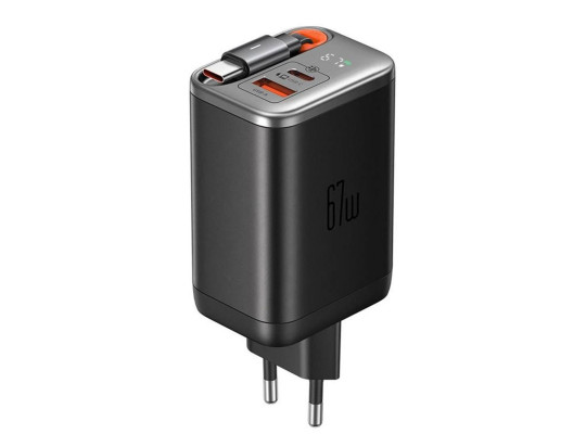 Հոսանքի ադապտոր MCDODO 67W 1C + 1A Digital Display GAN 65cm cable USB-C (Black) (CH-4100)