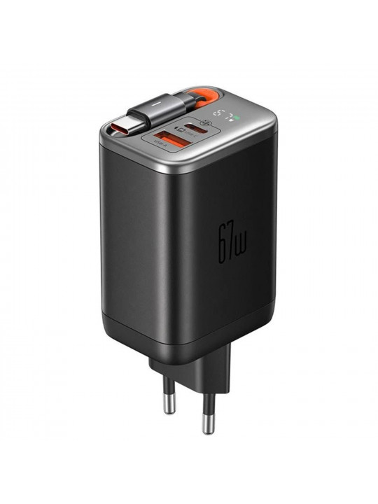 Power adapter MCDODO 67W 1C + 1A Digital Display GAN 65cm cable USB-C (Black) (CH-4100)