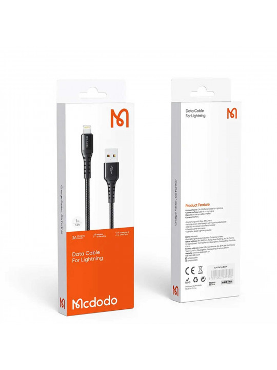 Մալուխ MCDODO Lightning Data Cable 1m (Black) (CA-2261)