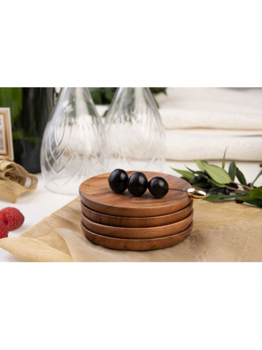 Подставки KOOPMAN 170490760 COASTER ACACIA 4PC SET (350358)