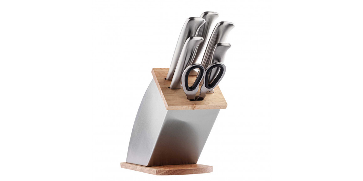 Knives and accessories VINZER 50110 ICEBERG SET 7PC WOOD/STEEL  STAND 