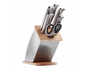 Knives and accessories VINZER 50110 ICEBERG SET 7PC WOOD/STEEL  STAND 