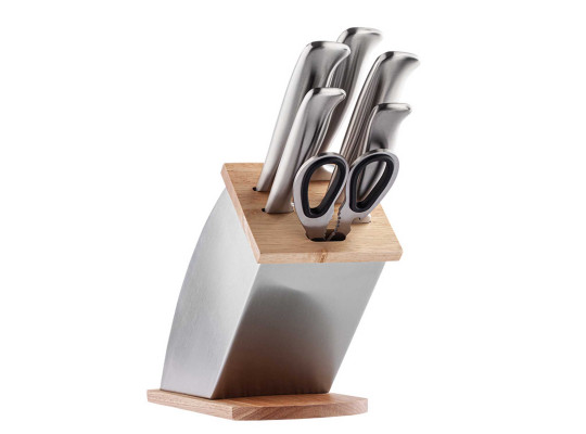 Ножи и аксессуары VINZER 50110 ICEBERG SET 7PC WOOD/STEEL  STAND 