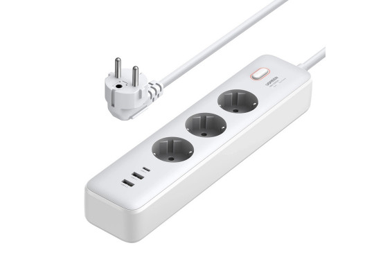 Հոսանքի երկարացման լար UGREEN CD286 30W 3-ports Power Strip (White) (25357)