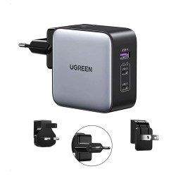 Power adapter UGREEN CD296 GaN Fast Charging 65W PD 3 Ports (Grey) (90409)