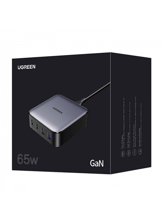 Հոսանքի ադապտոր UGREEN CD327 Nexode GaN Fast Charging 65W PD 4 Ports (BK) (90747)