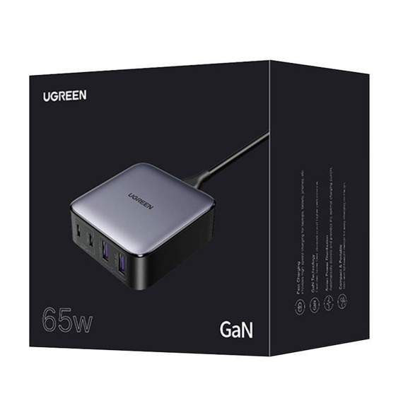 Power adapter UGREEN CD327 Nexode GaN Fast Charging 65W PD 4 Ports (BK) (90747)