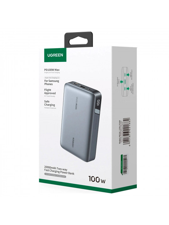 Արտաքին սնուցման մարտկոց UGREEN PB720 20000mAh PD 100W USB-C (Grey) (25188)