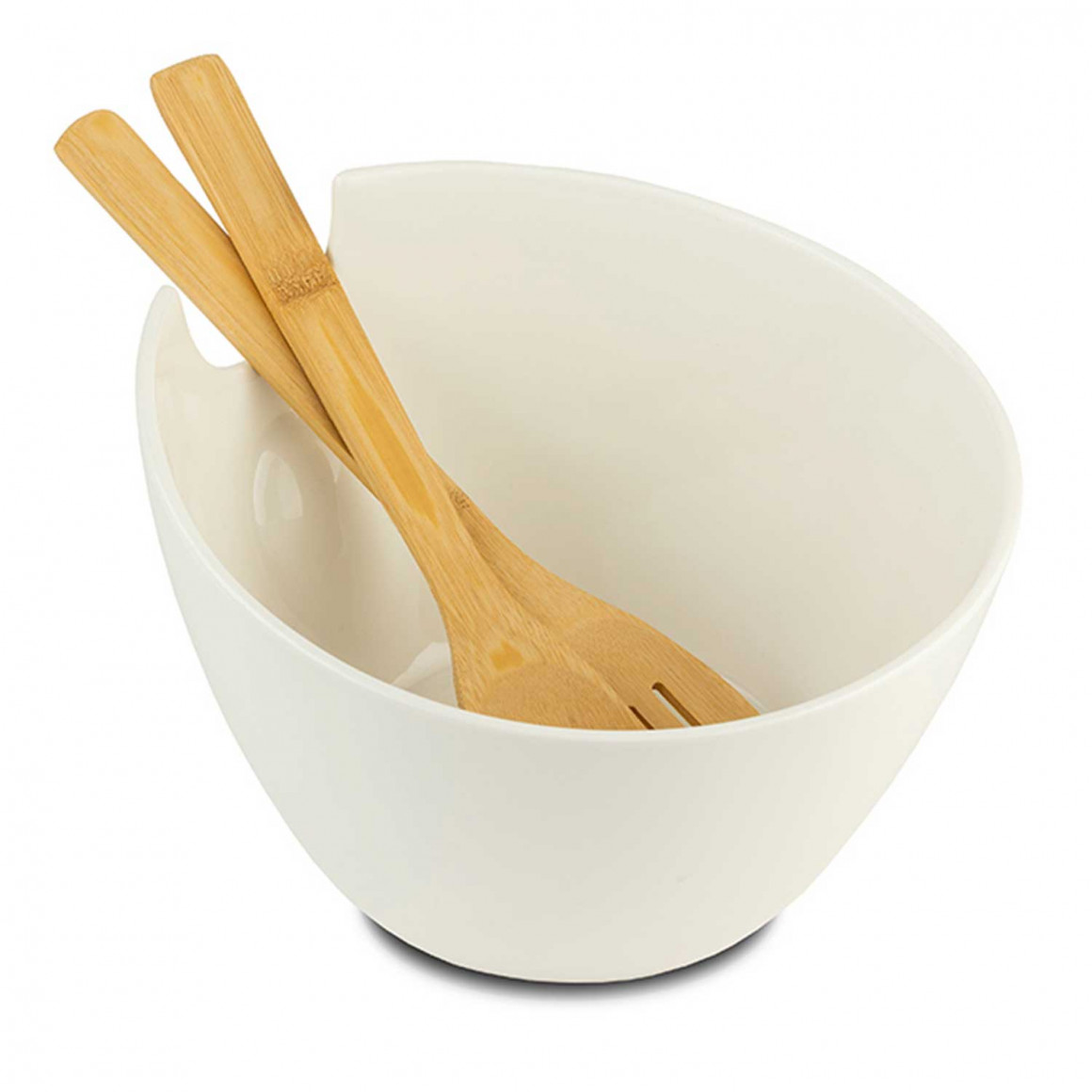 Bowl NAVA 10-025-004 TERRESTRIAL WHITE W/BAMBOO SPOONS 24CM 