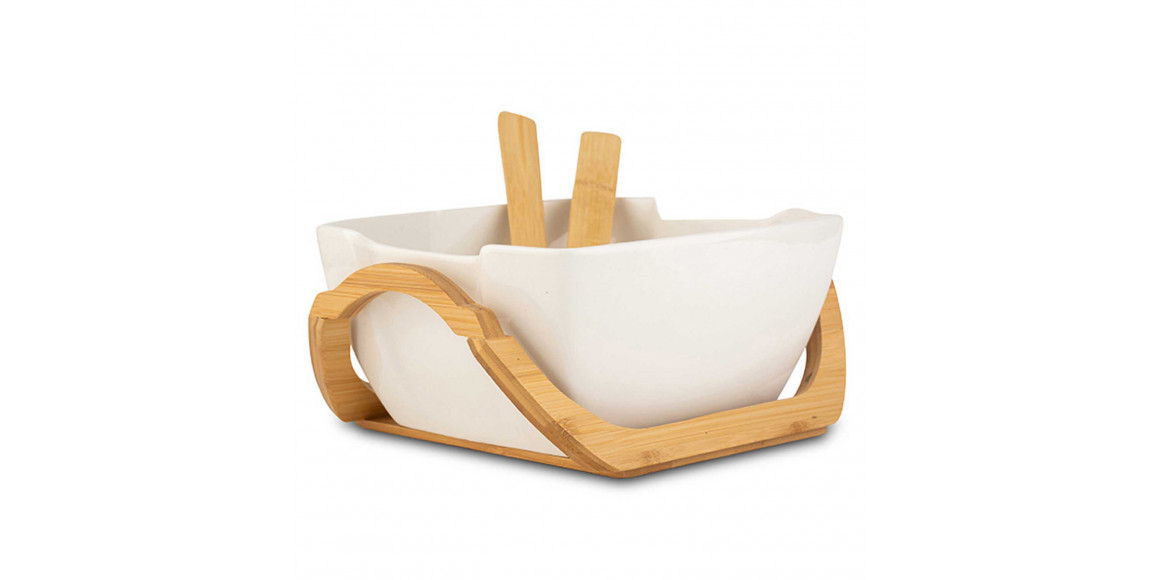 Bowl NAVA 10-025-005 TERRESTRIAL WHITE W/BAMBOO BASE 23CM 