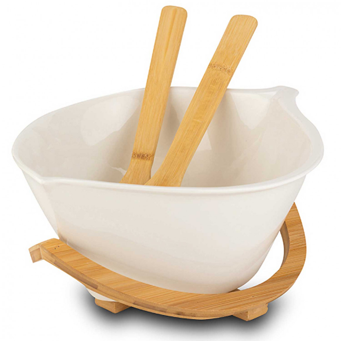 Bowl NAVA 10-025-009 TERRESTRIAL WHITE W/BAMBOO BASE 30CM 