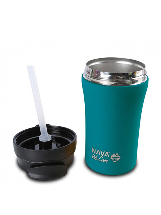 Թերմոս NAVA 10-262-150 S.STEEL WE CARE TRAVEL MUG W/STRAW PETROL 450ML 