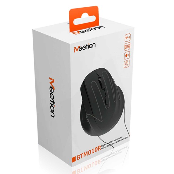 Mouse MEETION Right-Handed Vertical Wrls+BT RGB (Black) (BTM010R-Y-RR)