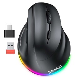 Компьютерные мыши MEETION Right-Handed Vertical Wrls+BT RGB (Black) (BTM010R-Y-RR)