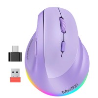Компьютерные мыши MEETION Right-Handed Vertical Wrls+BT RGB (Purple) (BTM010R)
