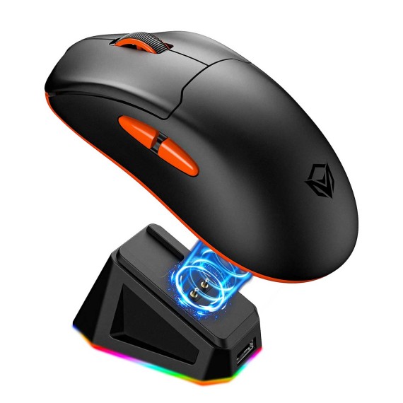 Компьютерные мыши MEETION Wrls+BT With Magnetic Charging Base Gaming (Black Orange) (AIR GW39)