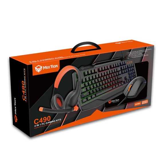 Keyboard MEETION Keyboard Mouse and Headset Witch Mouse Pad Gaming Kit RU (Black) (MT-C490)