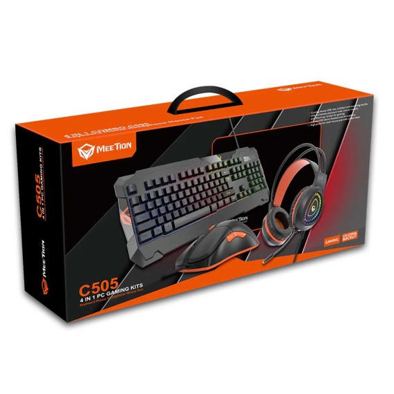 Клавиатура MEETION Keyboard Mouse and Headset Witch Mouse Pad Gaming Kit US (Black) (MT-C505)