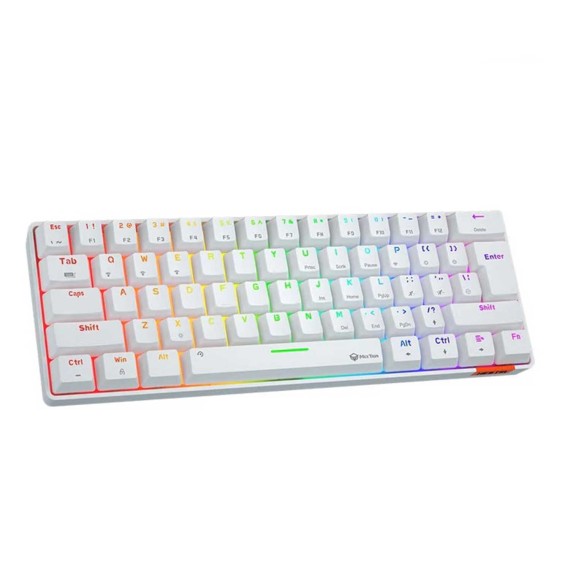 Keyboard MEETION 60% Layout Dual-Mode Wired+BT Gaming RU (White) (MT-MK005BT)