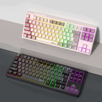 Keyboard MEETION Triple-Mode Wrls+BT Mechanical Gaming RGB RU (Vintage White) (MT-MK14)