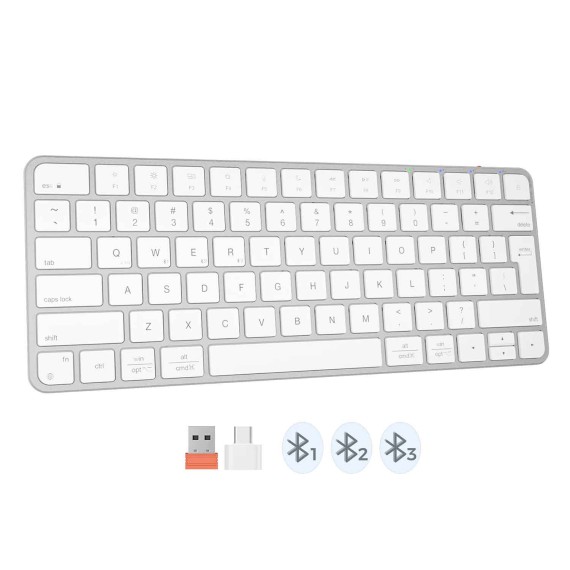 Ստեղնաշար MEETION iKey Wrls+BT Ultra-thin RU (Silver White) (K210)