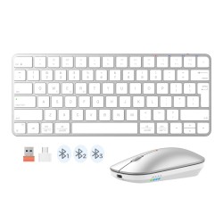 Keyboard MEETION iKey Wrls+BTUltra-thin Combo RU (Silver White) (C210)