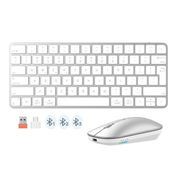 Ստեղնաշար MEETION iKey Wrls+BTUltra-thin Combo RU (Silver White) (C210)