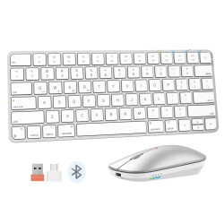 Keyboard MEETION iKey Wrls+BTUltra-thin Combo RU (Silver White) (C210)