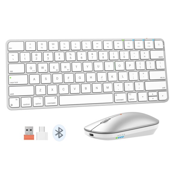 Ստեղնաշար MEETION iKey Wrls+BTUltra-thin Combo RU (Silver White) (C210)