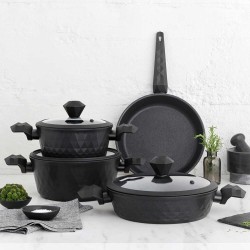 Casserols set FALEZ 15274 BIO-DIAMOND BLACK 7PC 