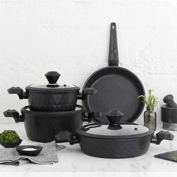 Casserols set FALEZ 15274 BIO-DIAMOND BLACK 7PC 