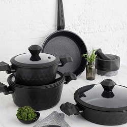 Casserols set FALEZ 15274 BIO-DIAMOND BLACK 7PC 
